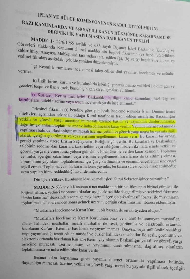 2025 05 27 Diyanet Kanun Teklifi Mustafa Yeneroglu