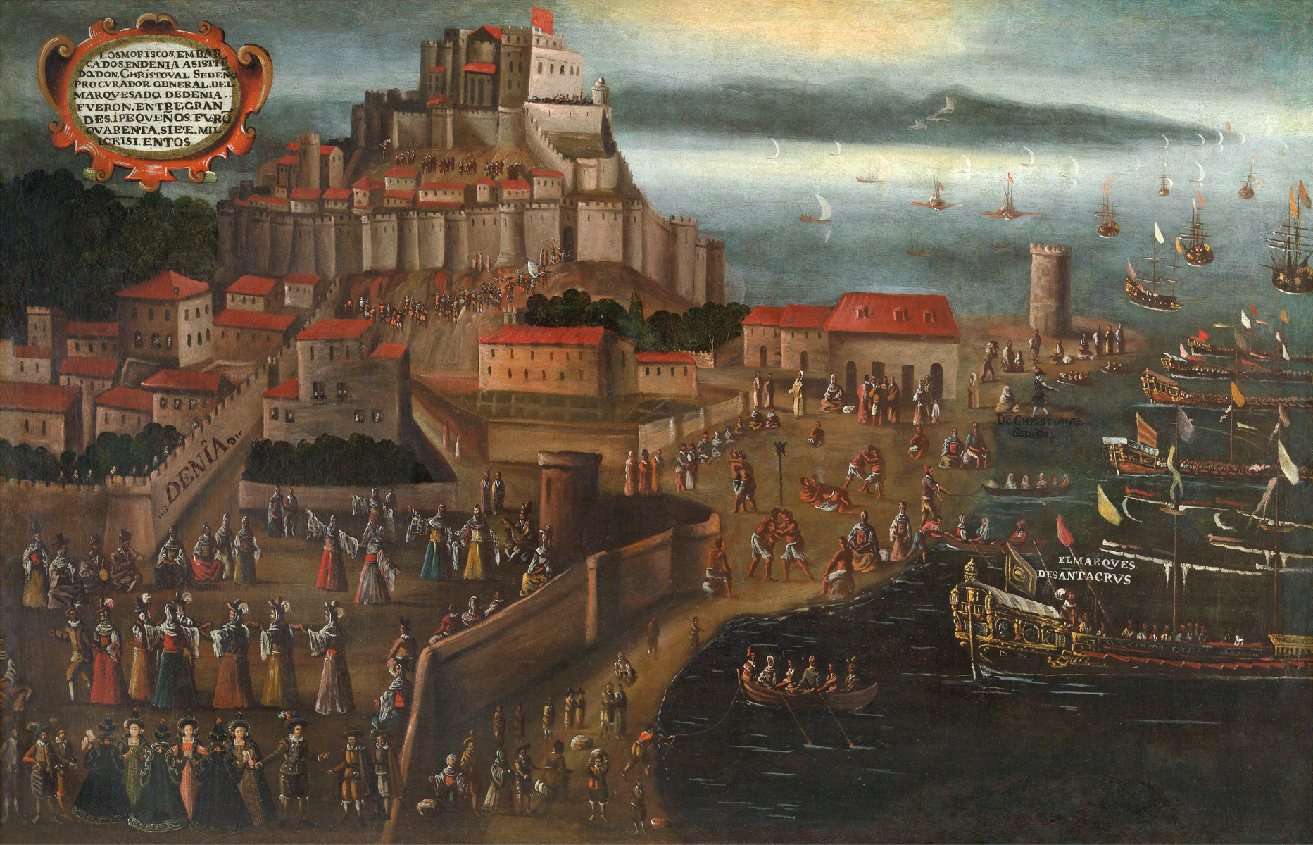"Moriskoların Denia Limanından Gemilere Bindirilmesi" ("La Expulsión en el Puerto de Denia") adını taşıyan bu eser, Kral III. Philip'in emriyle İspanya'dan sürülen Moriskoların, Valensiya Krallığı'na bağlı Denia limanından gemilere bindirilerek Kuzey Afrika'ya gönderilme anını tasvir etmektedir. Tablo, sürgün kararının uygulanışını ve Moriskoların İspanya topraklarından ayrılışını gösteren tarihi bir belge niteliğindedir.