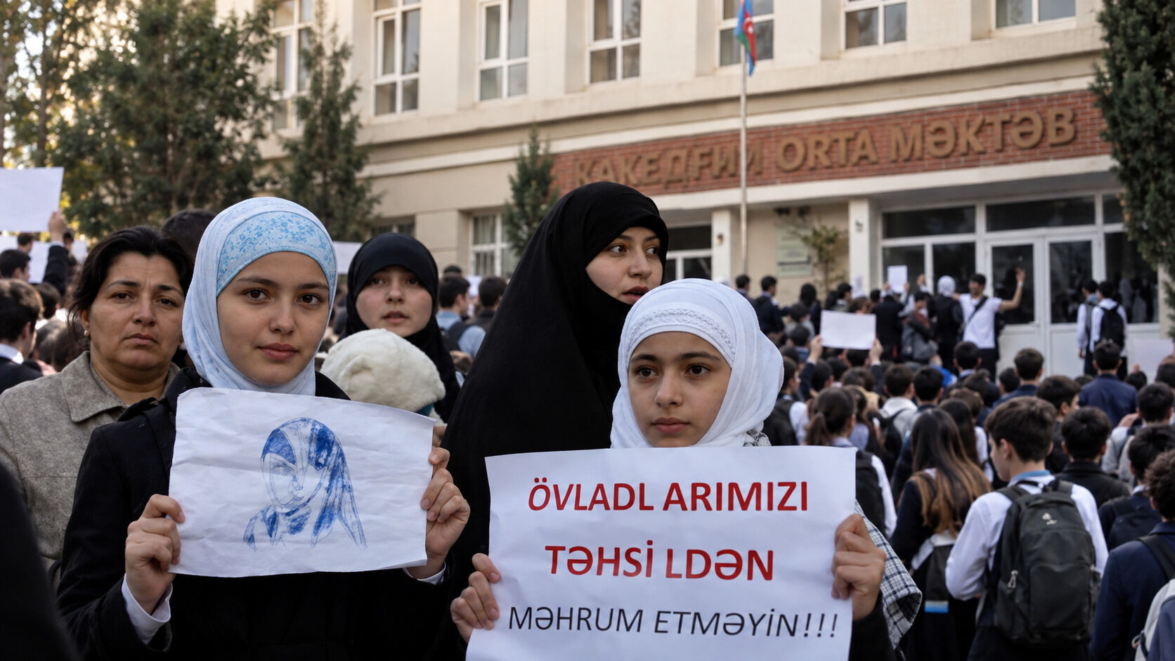 Azerbaycan’da tesettür yasağına öğrenci direnişi