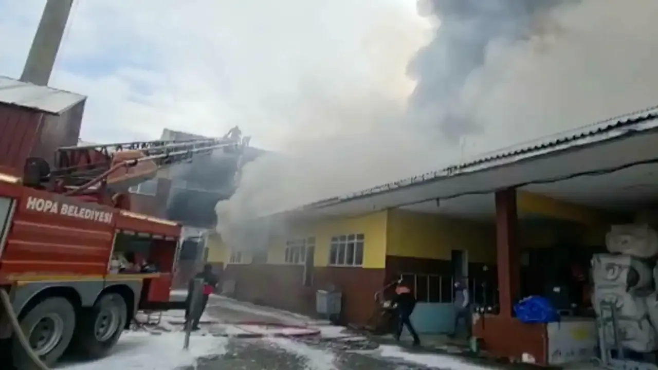 Artvin'de çay fabrikasında büyük yangın