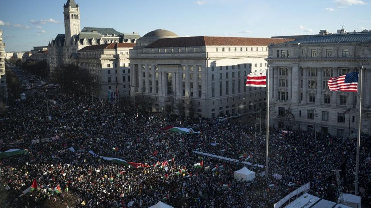ABD'nin başkenti Washington'da Filistin'e destek gösterisi düzenlendi
