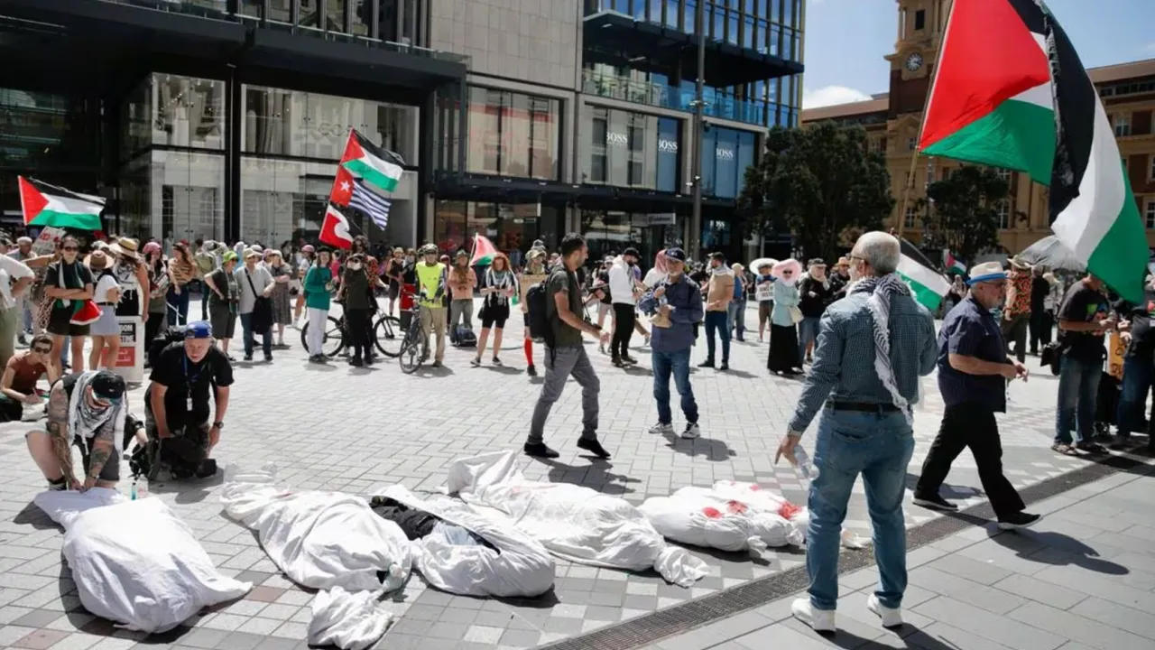 Yeni Zelanda'da Filistin'e destek gösterisi düzenlendi