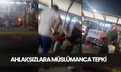 Sokakta öpüşen ahlaksızlara Müslümanca tepki