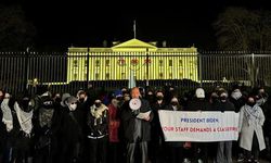 Beyaz Saray önünde Gazze'de acil ateşkes çağrısında bulundu