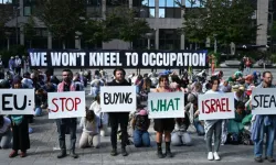 Küresel Sumud Filosu eylemcilerinden Brüksel'de AB protestosu