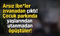 Arsız ibn*ler zıvanadan çıktı! Çocuk parkında yaşlarından utanmadan öpüştüler!