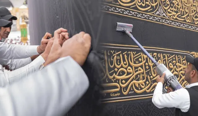 Kabe örtüsü Ramazan öncesi bakıma alındı