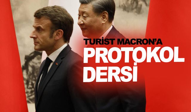 Çin devlet başkanının yanında elini cebine atan Macron uyarıldı