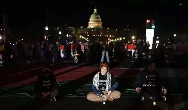 Washington'da Filistin destekçisi göstericiler Biden'ın konvoyunun yolunu kesti