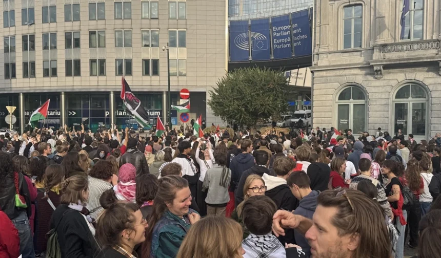 Brüksel’de İsrail protestosu